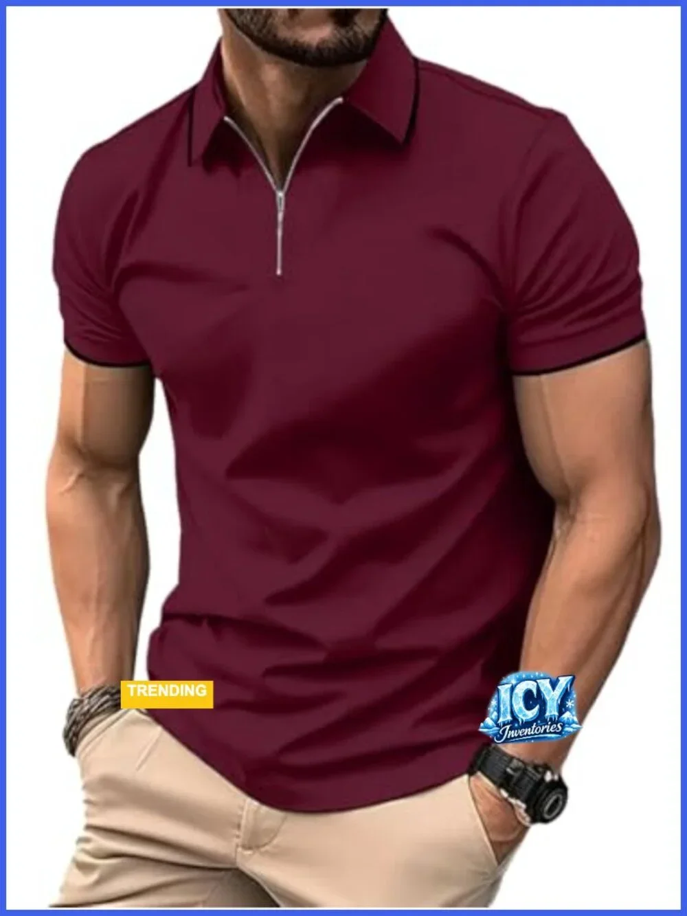 Quarter Zip Polo Shirts Short Sleeve Moisture Wicking Golf